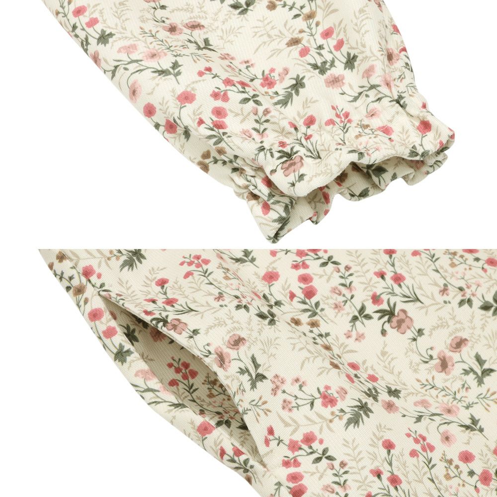 花柄 ボタン開き ワンピース Ivory Design point 1