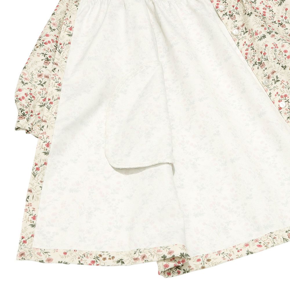 花柄 ボタン開き ワンピース Ivory Design point 2