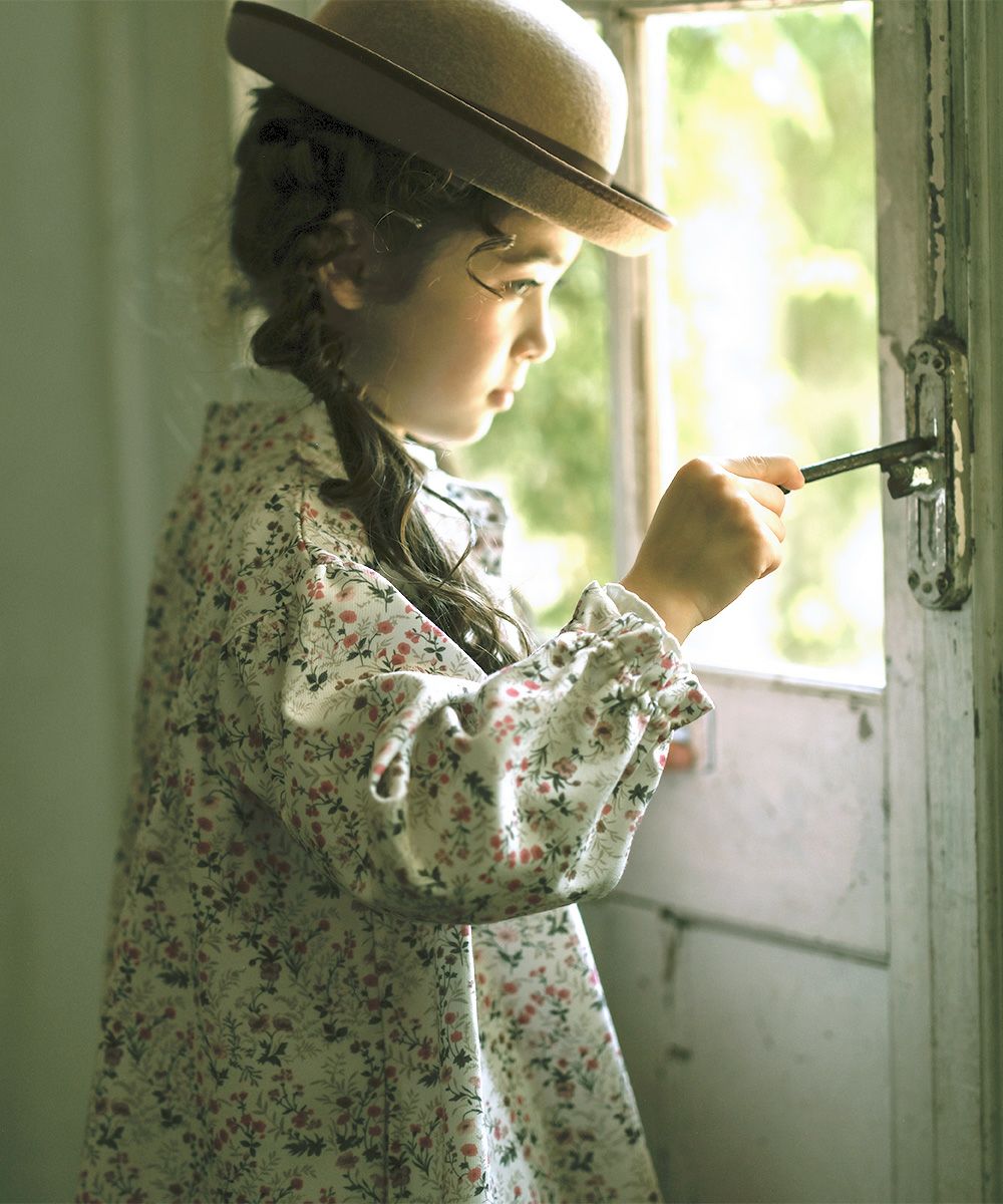 花柄 ボタン開き ワンピース Ivory model image 1