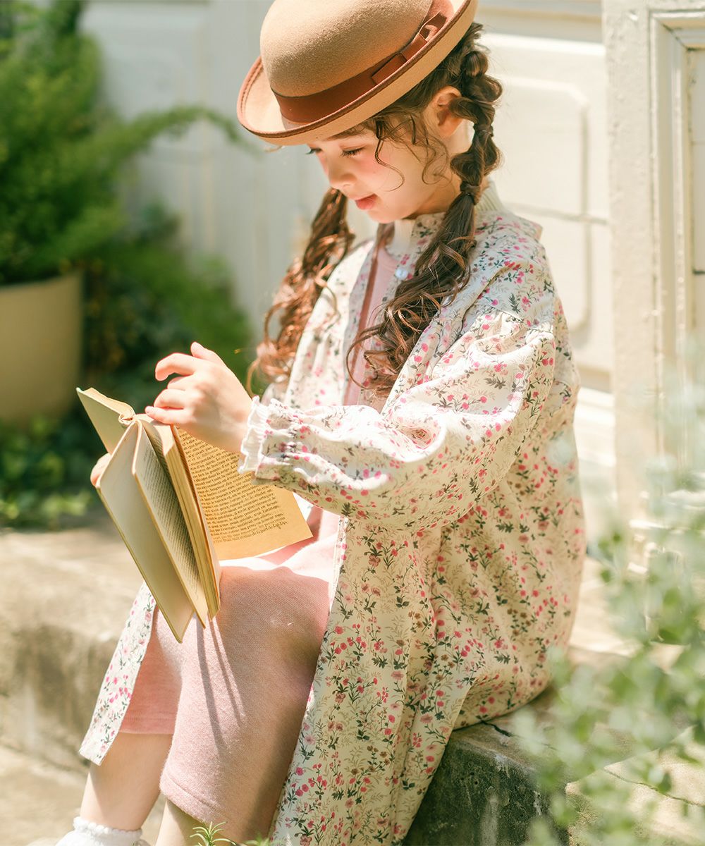 花柄 ボタン開き ワンピース Ivory model image 4