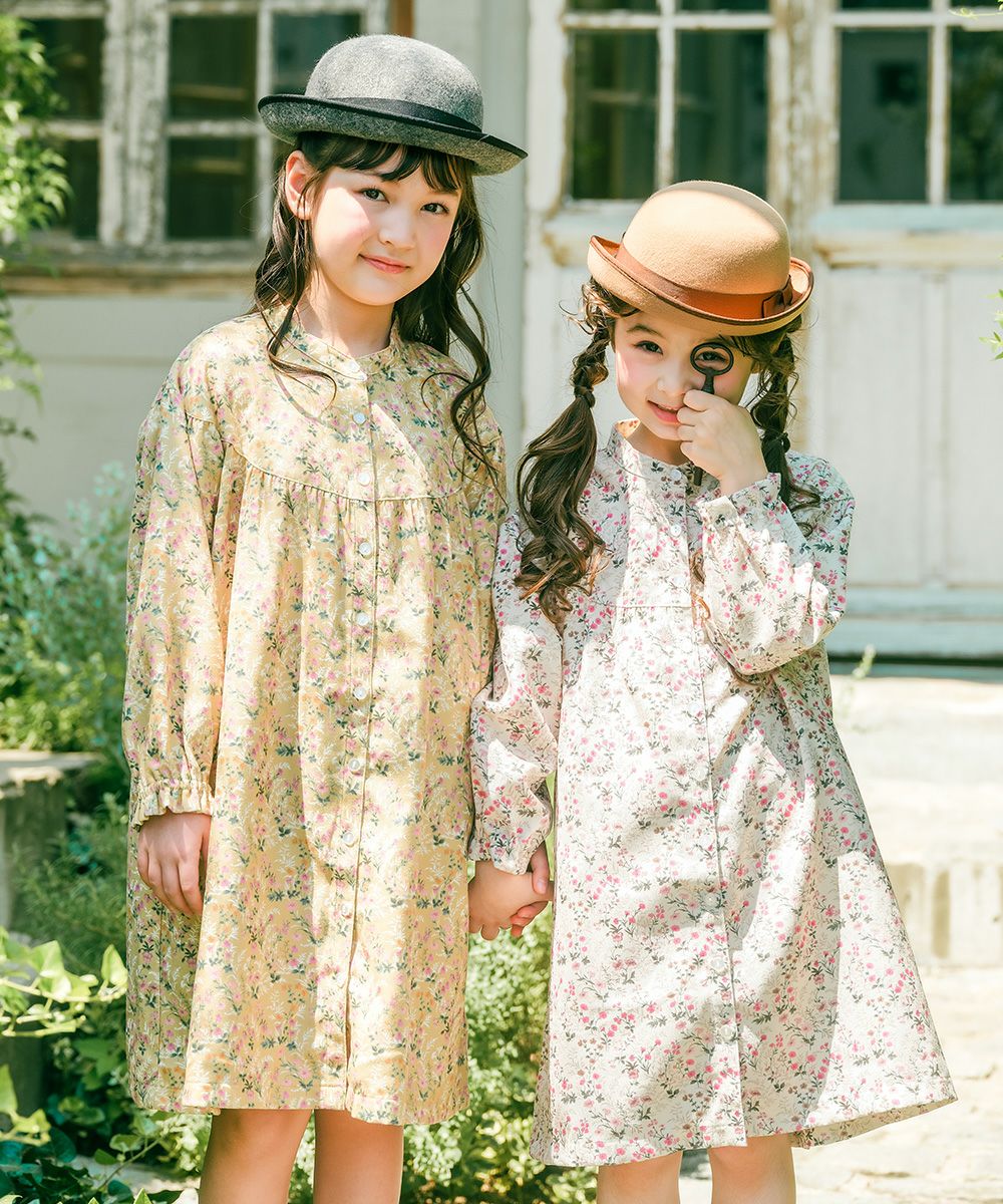 花柄 ボタン開き ワンピース  model image 1