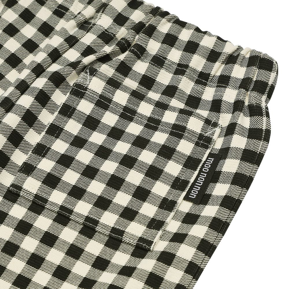 ストレッチ ギンガムチェック柄ロングパンツ White/Black Design point 1