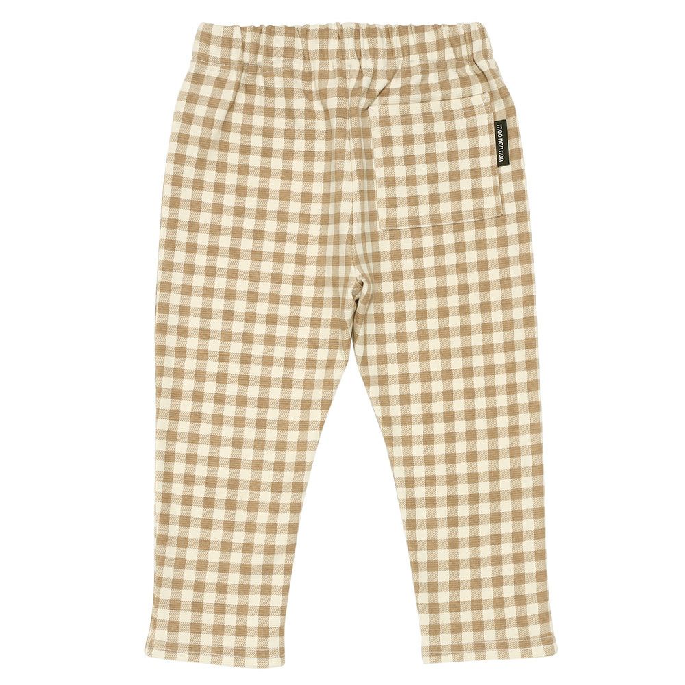 ストレッチ ギンガムチェック柄ロングパンツ Beige back