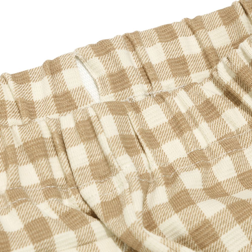 ストレッチ ギンガムチェック柄ロングパンツ Beige Design point 2