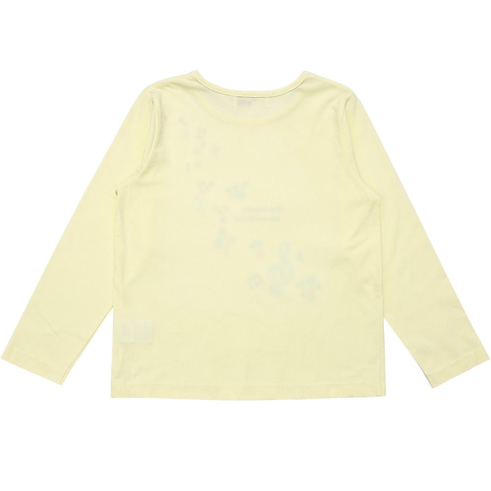 綿100％音符お花ロゴ刺繍Ｔシャツ Yellow back