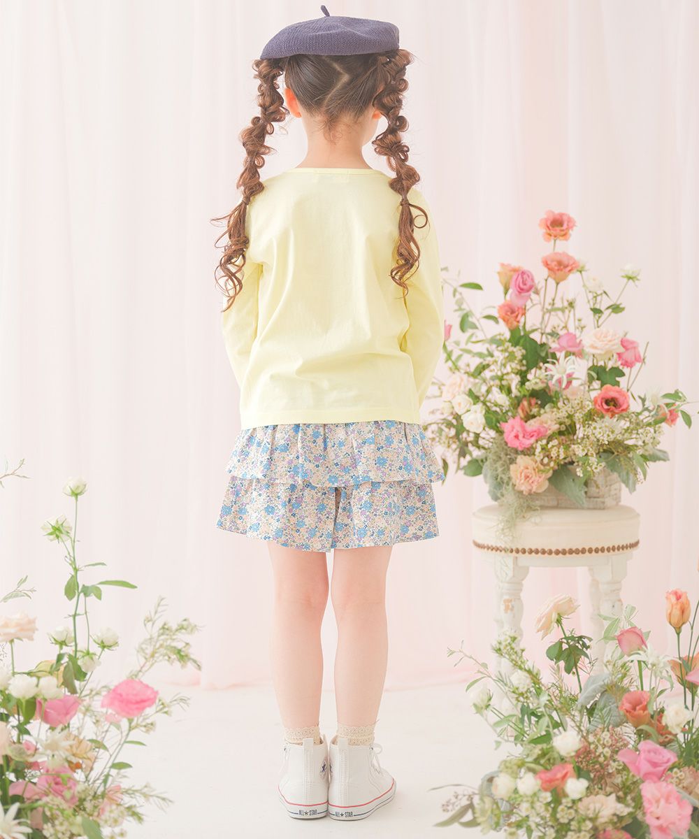 綿100％音符お花ロゴ刺繍Ｔシャツ Yellow model image 2