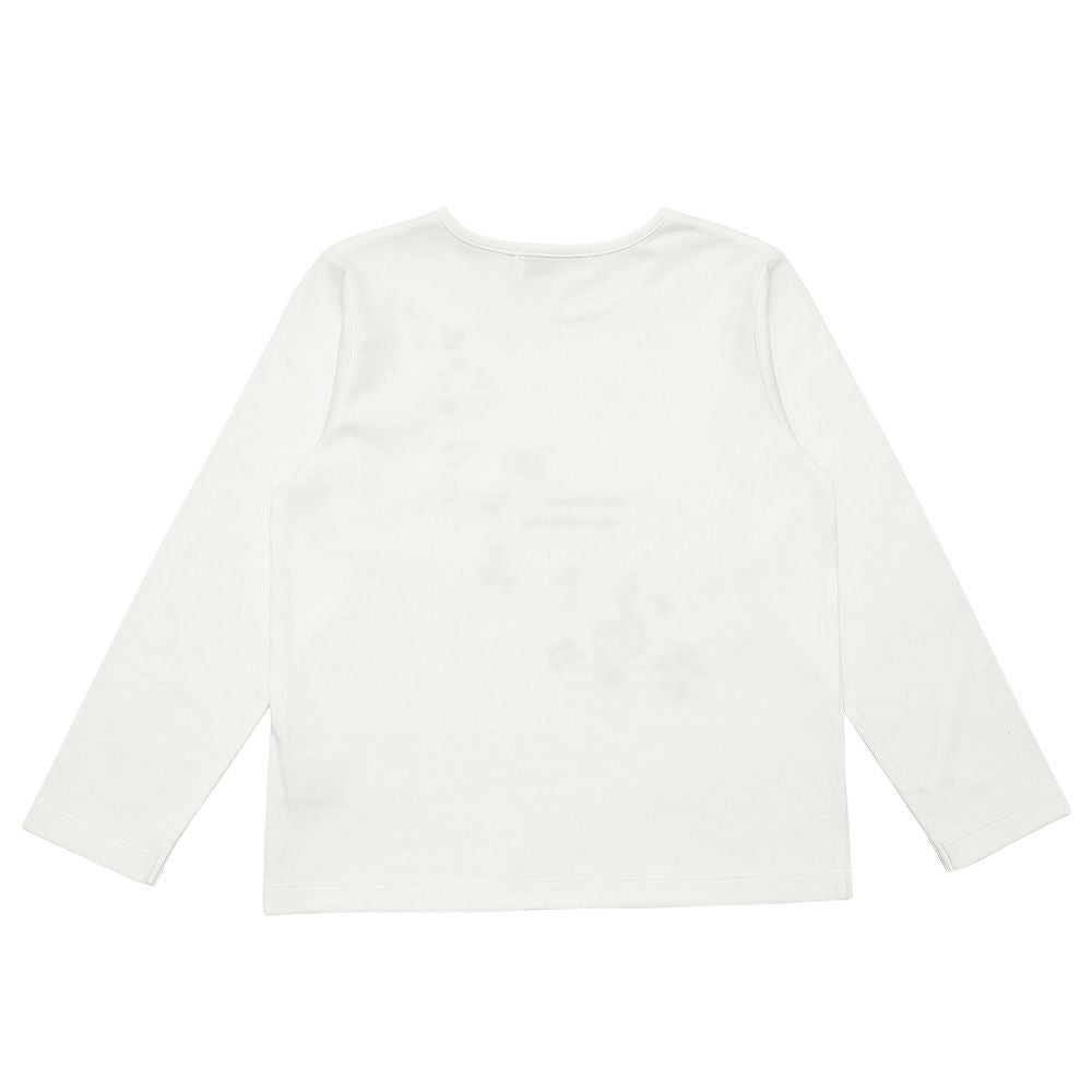 綿100％音符お花ロゴ刺繍Ｔシャツ Off White back