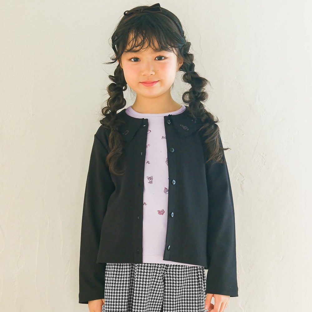 音符刺繍フリル襟 リブカーディガン  MainImage