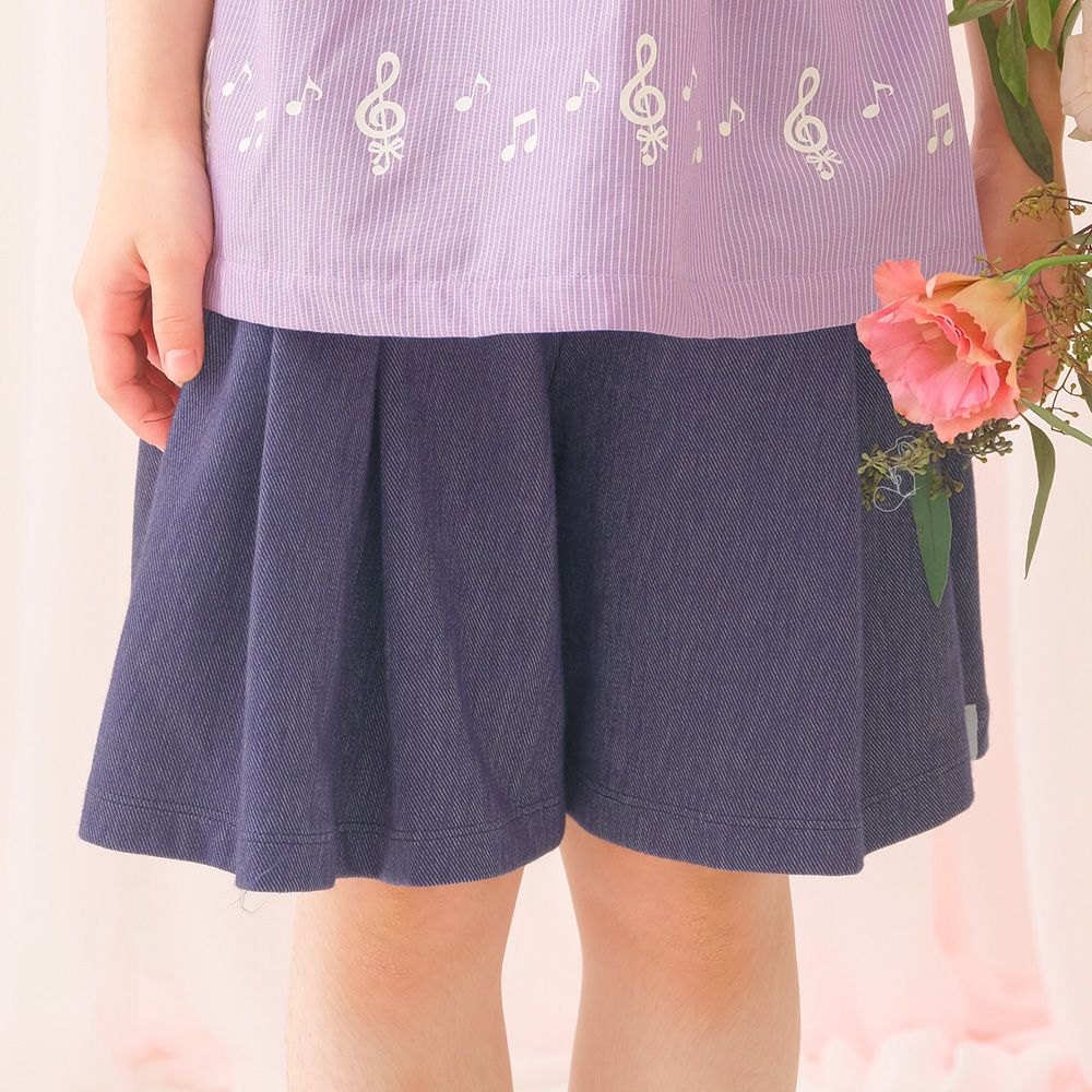 デニムツイルニット音符ワッペンキュロットパンツ  MainImage