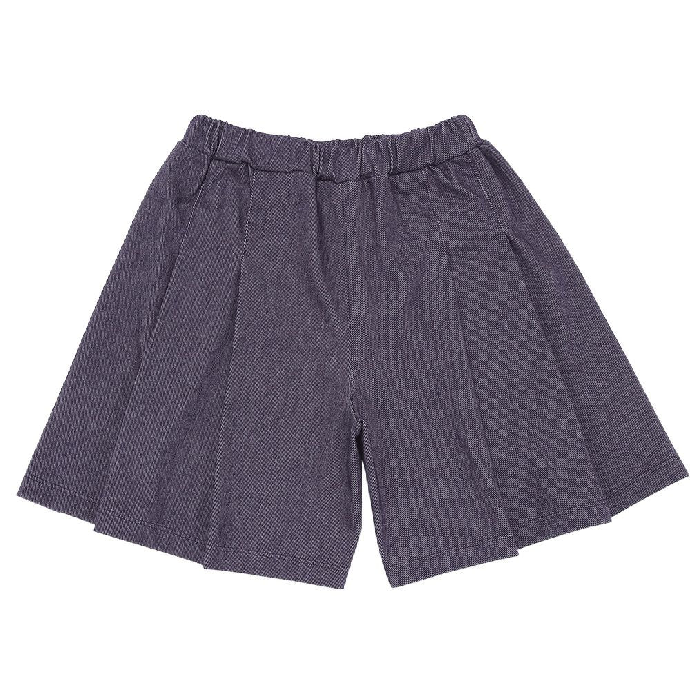 デニムツイルニット音符ワッペンキュロットパンツ Navy back