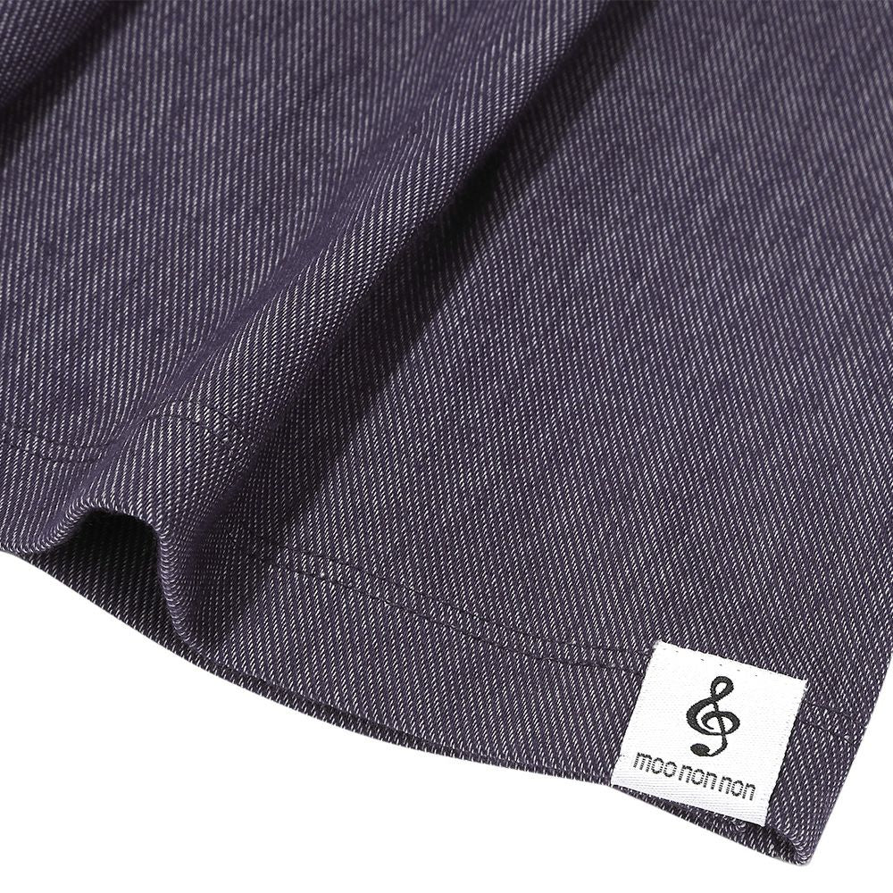 デニムツイルニット音符ワッペンキュロットパンツ Navy Design point 1