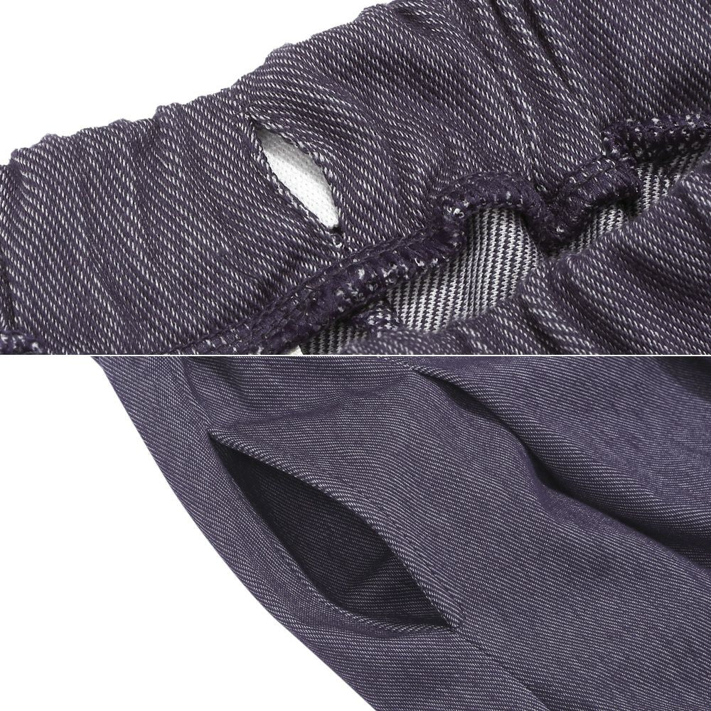 デニムツイルニット音符ワッペンキュロットパンツ Navy Design point 2