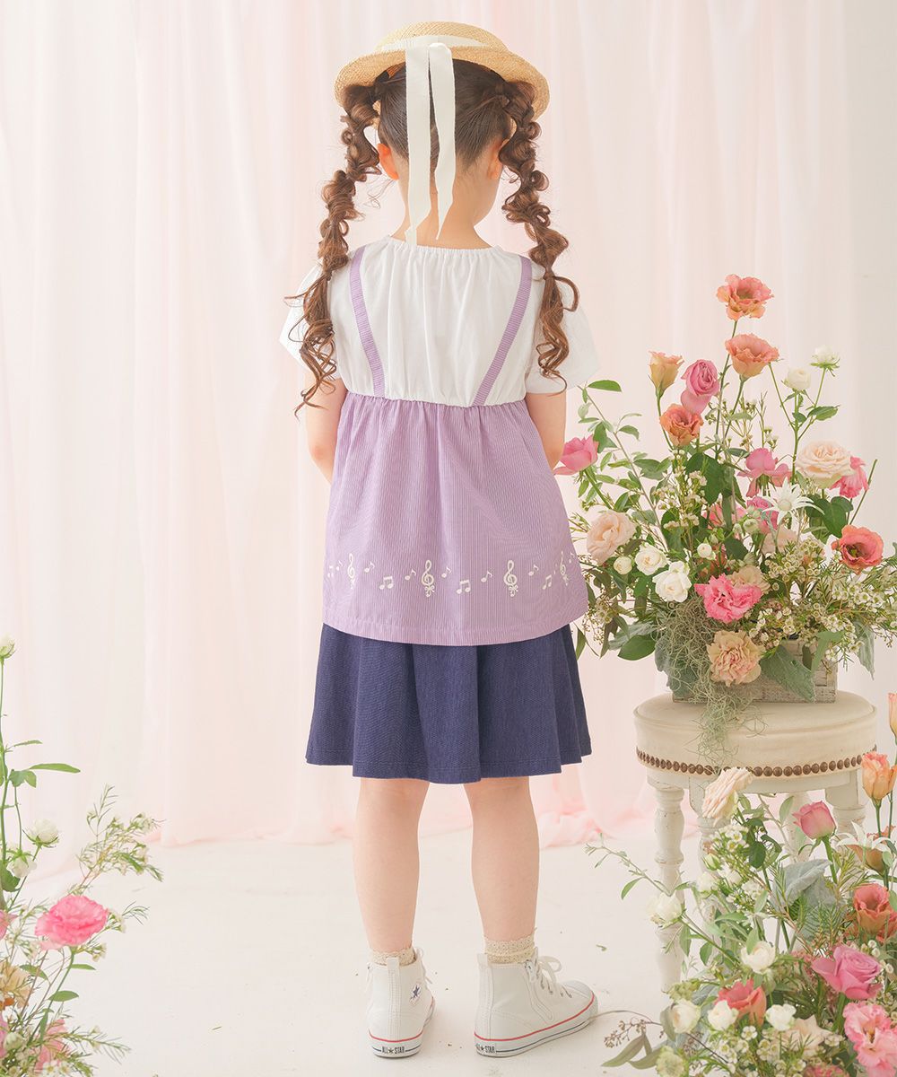 デニムツイルニット音符ワッペンキュロットパンツ Navy model image 2