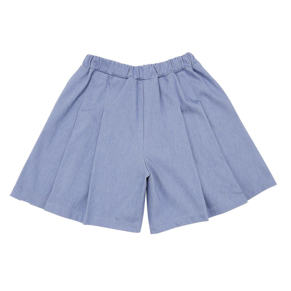 デニムツイルニット音符ワッペンキュロットパンツ Blue back