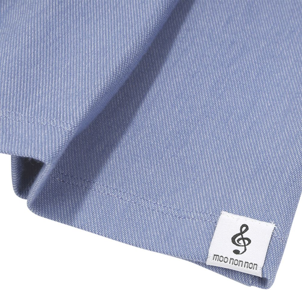 デニムツイルニット音符ワッペンキュロットパンツ Blue Design point 1