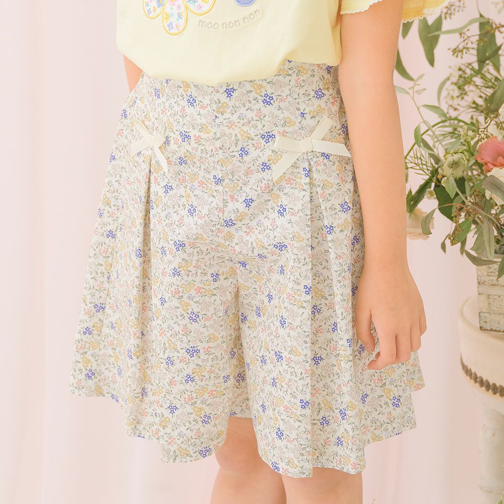 綿100％小花柄リボンつき キュロットパンツ  MainImage