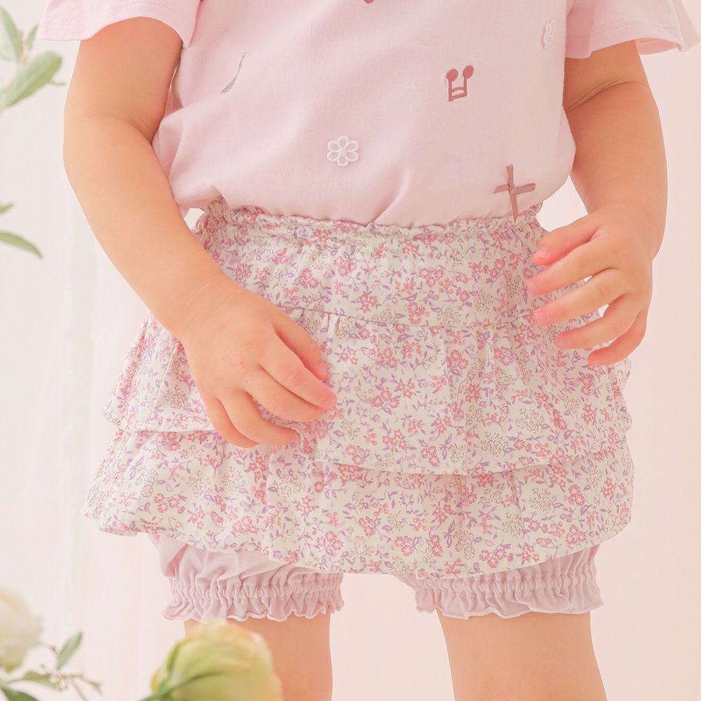 綿100％小花柄フリルかぼちゃパンツ  MainImage