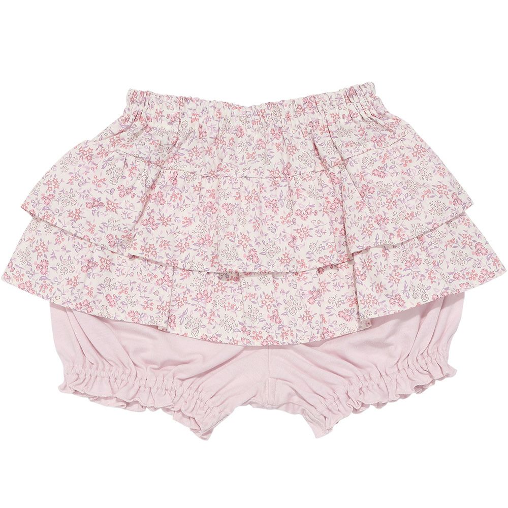 綿100％小花柄フリルかぼちゃパンツ Pink back