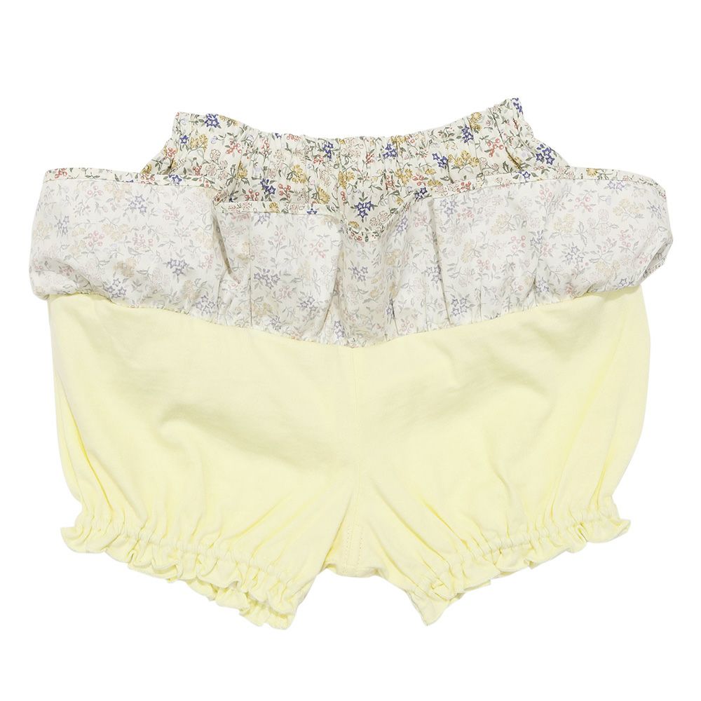 綿100％小花柄フリルかぼちゃパンツ Yellow Design point 1