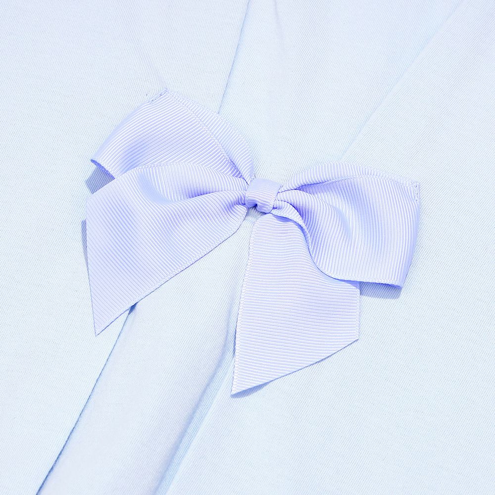 綿100％ ティーカップスイーツ刺繍 バックリボンTシャツ Blue Design point 2