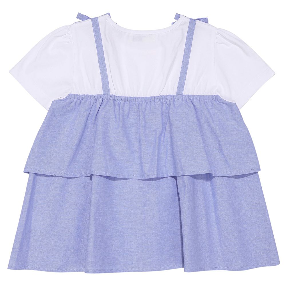 フリルキャミソール 重ね着風Tシャツ Blue back