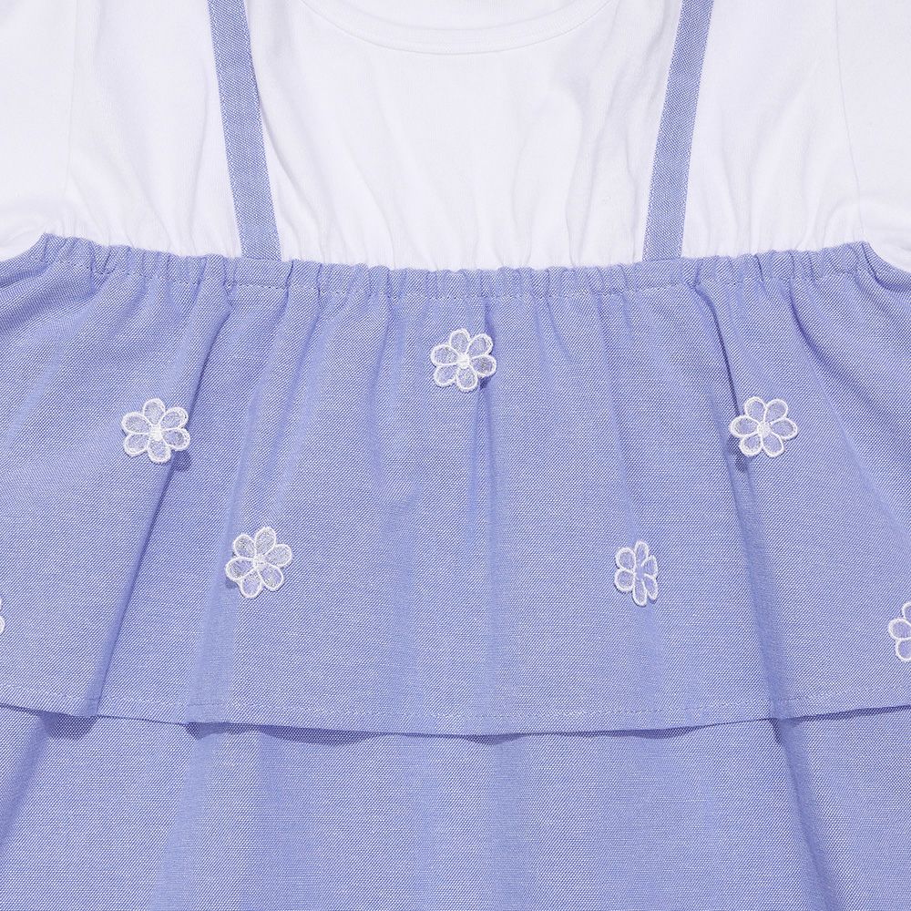 フリルキャミソール 重ね着風Tシャツ Blue Design point 1