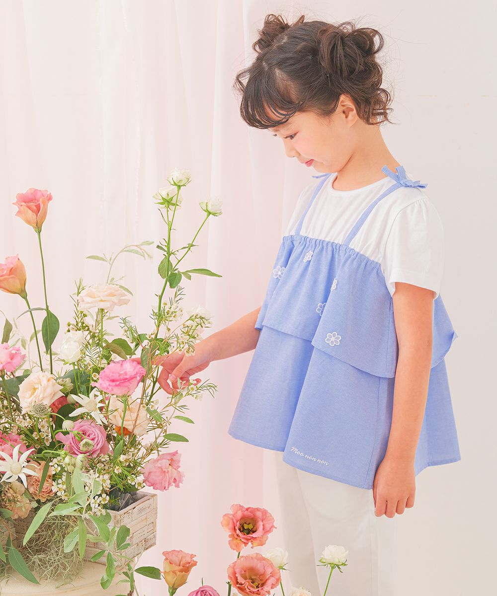 フリルキャミソール 重ね着風Tシャツ Blue model image 1