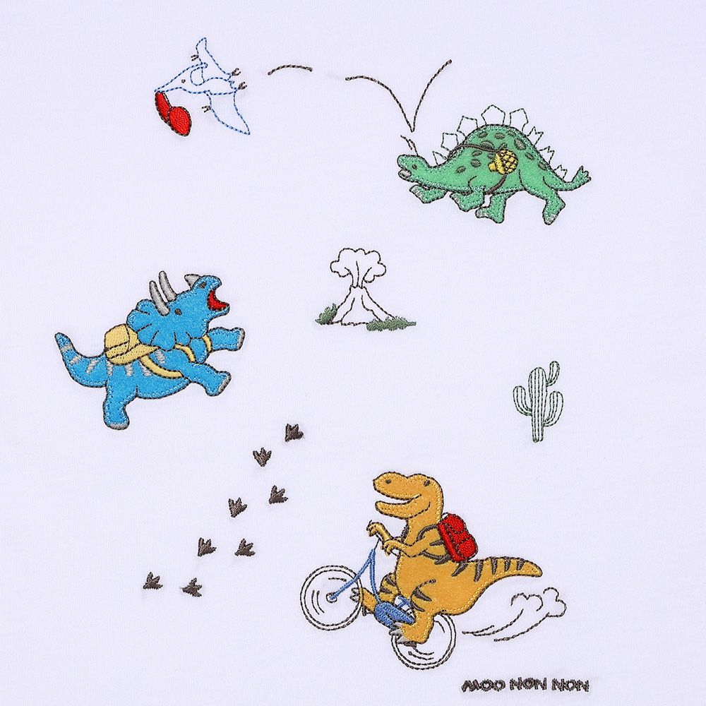 綿100％ 恐竜ワッペン刺繍Ｔシャツ Off White Design point 1