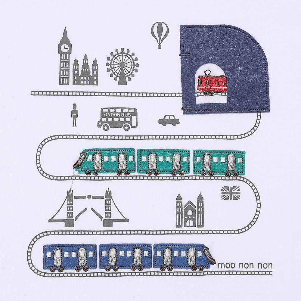 綿100％ 電車ワッペンTシャツ Off White Design point 2