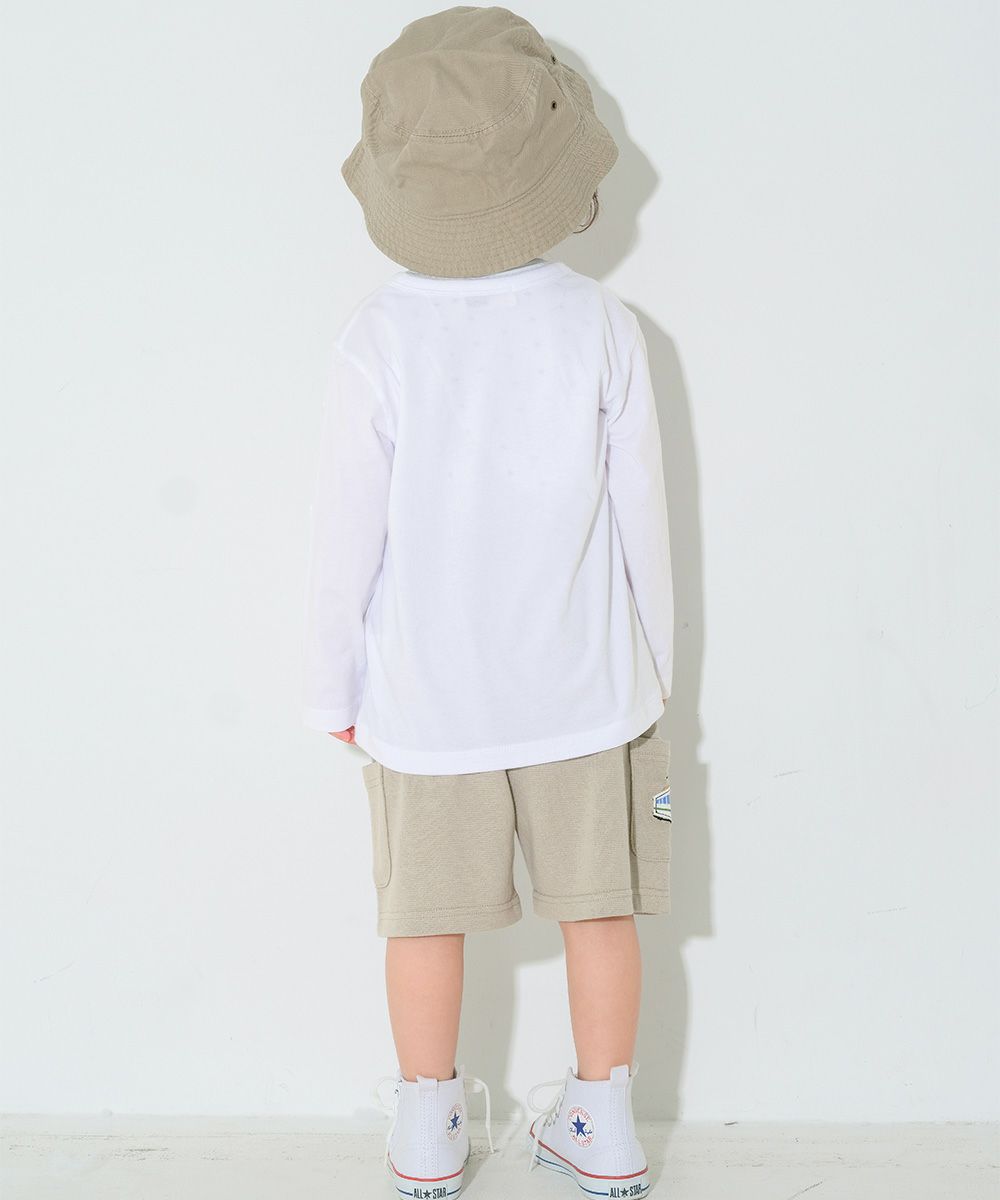 綿100％ 電車ワッペンTシャツ Off White model image 2