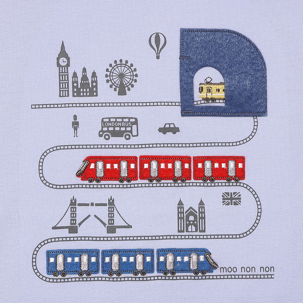 綿100％ 電車ワッペンTシャツ Blue Design point 2