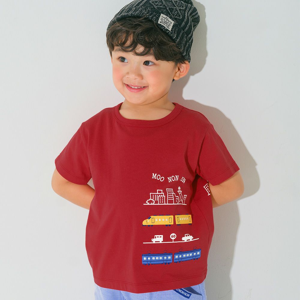 綿100％ 電車ワッペンプリントTシャツ  MainImage