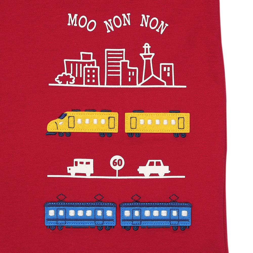 綿100％ 電車ワッペンプリントTシャツ Red Design point 1