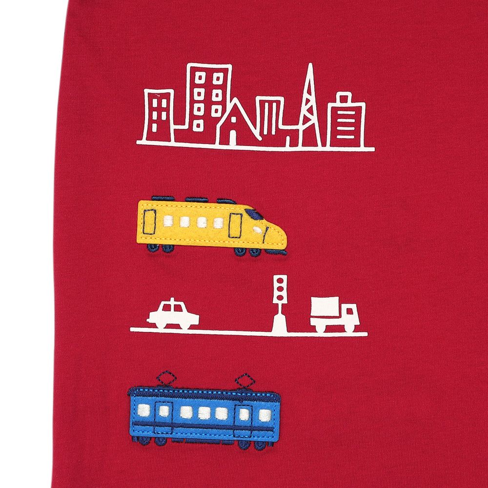 綿100％ 電車ワッペンプリントTシャツ Red Design point 2