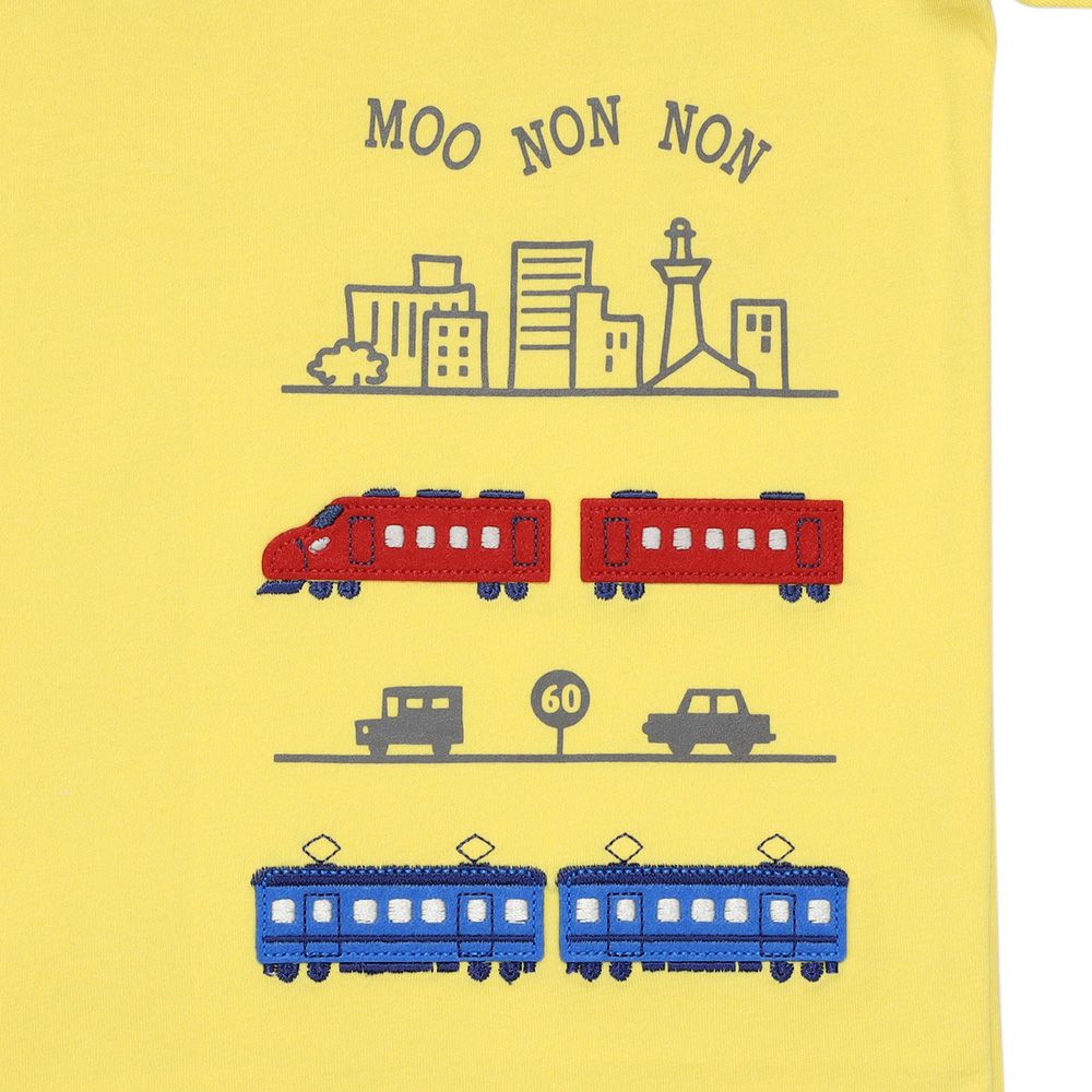 綿100％ 電車ワッペンプリントTシャツ Yellow Design point 1