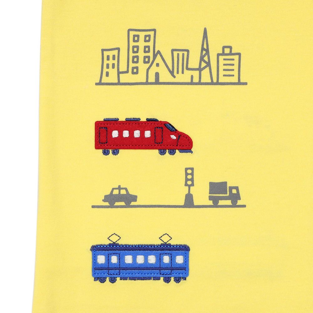 綿100％ 電車ワッペンプリントTシャツ Yellow Design point 2
