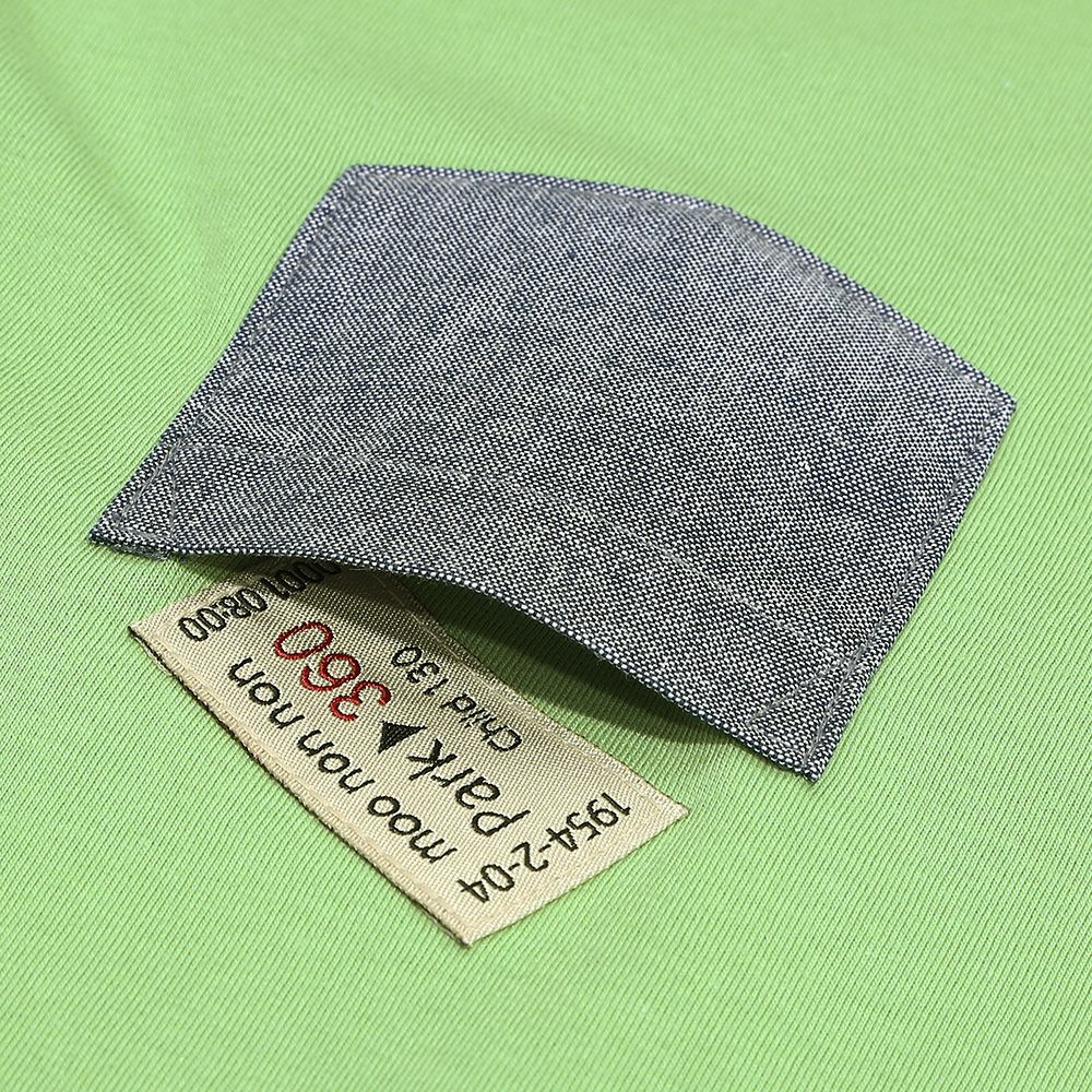 綿100％ 電車ワッペン刺繍Tシャツ Green Design point 1