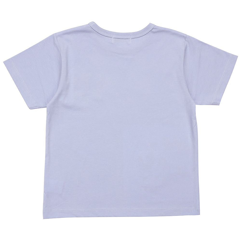 綿100％ 電車ワッペン刺繍Tシャツ Blue back