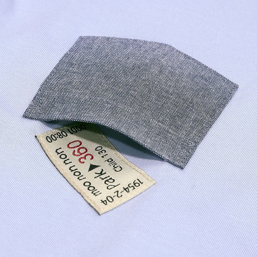 綿100％ 電車ワッペン刺繍Tシャツ Blue Design point 2