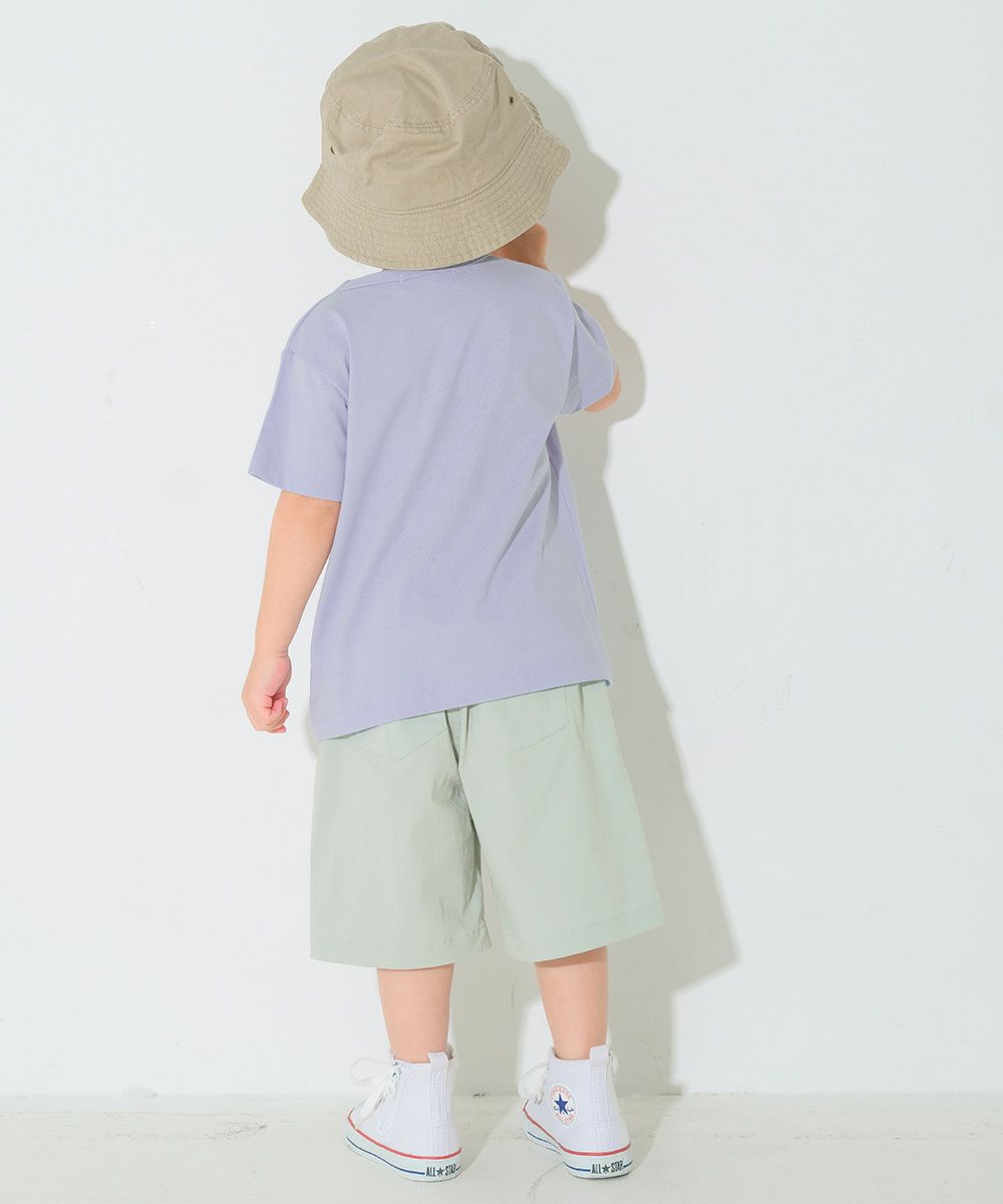 綿100％ 電車ワッペン刺繍Tシャツ Blue model image 3