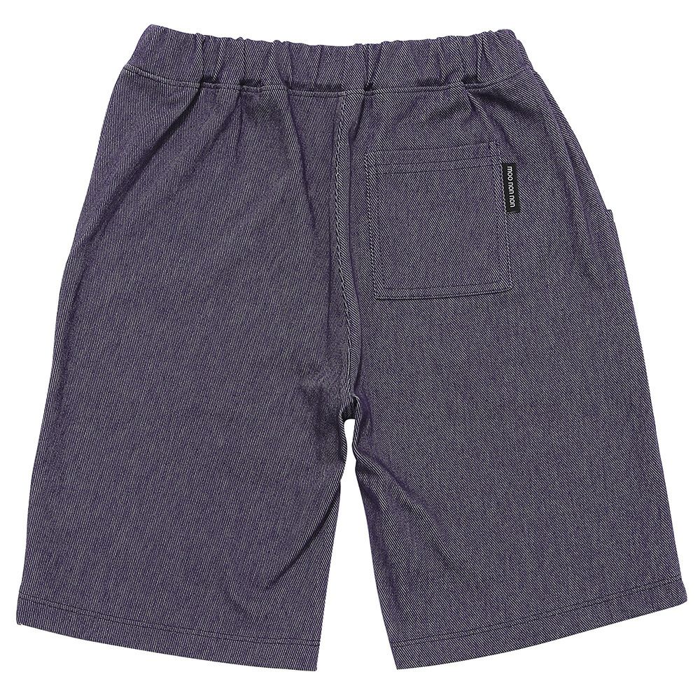 パンダ＆消防車刺繍 デニムツイルニットハーフパンツ Navy back