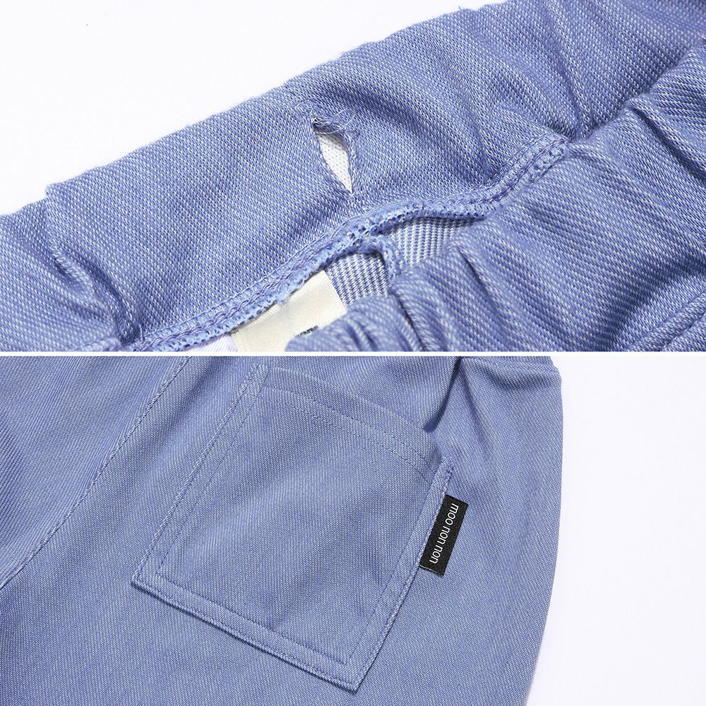 パンダ＆消防車刺繍 デニムツイルニットハーフパンツ Blue Design point 2