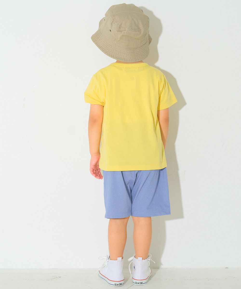 パンダ＆消防車刺繍 デニムツイルニットハーフパンツ Blue model image 3