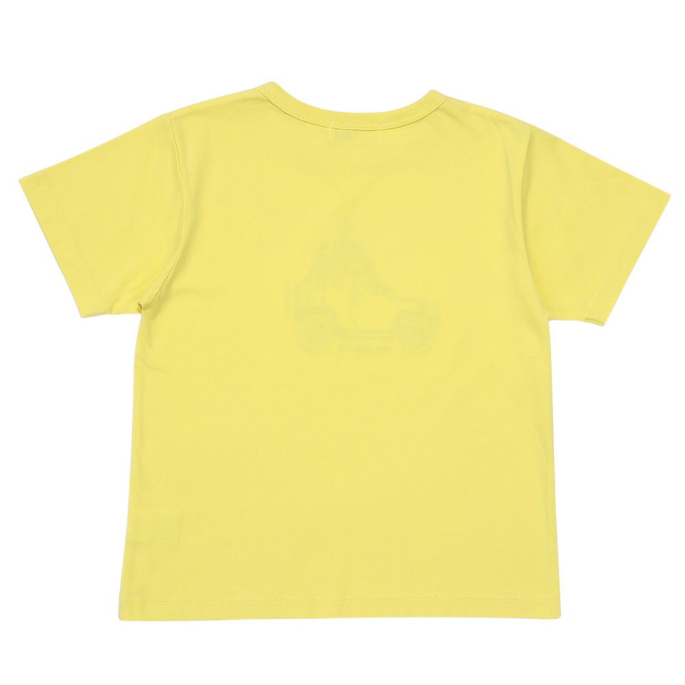 綿100％ 動物＆くるま刺繍 サファリカーTシャツ Yellow back