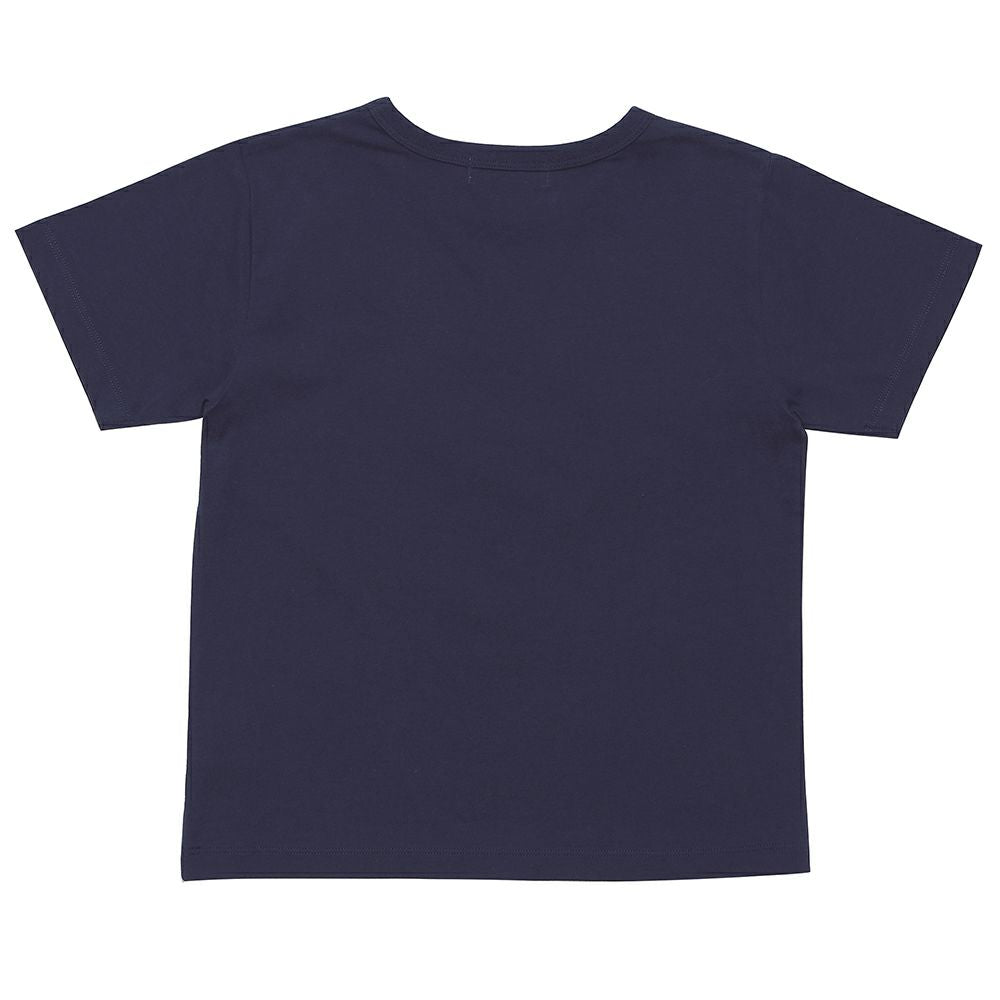 綿100％ 電車 ロゴ 刺繍 Tシャツ Navy back