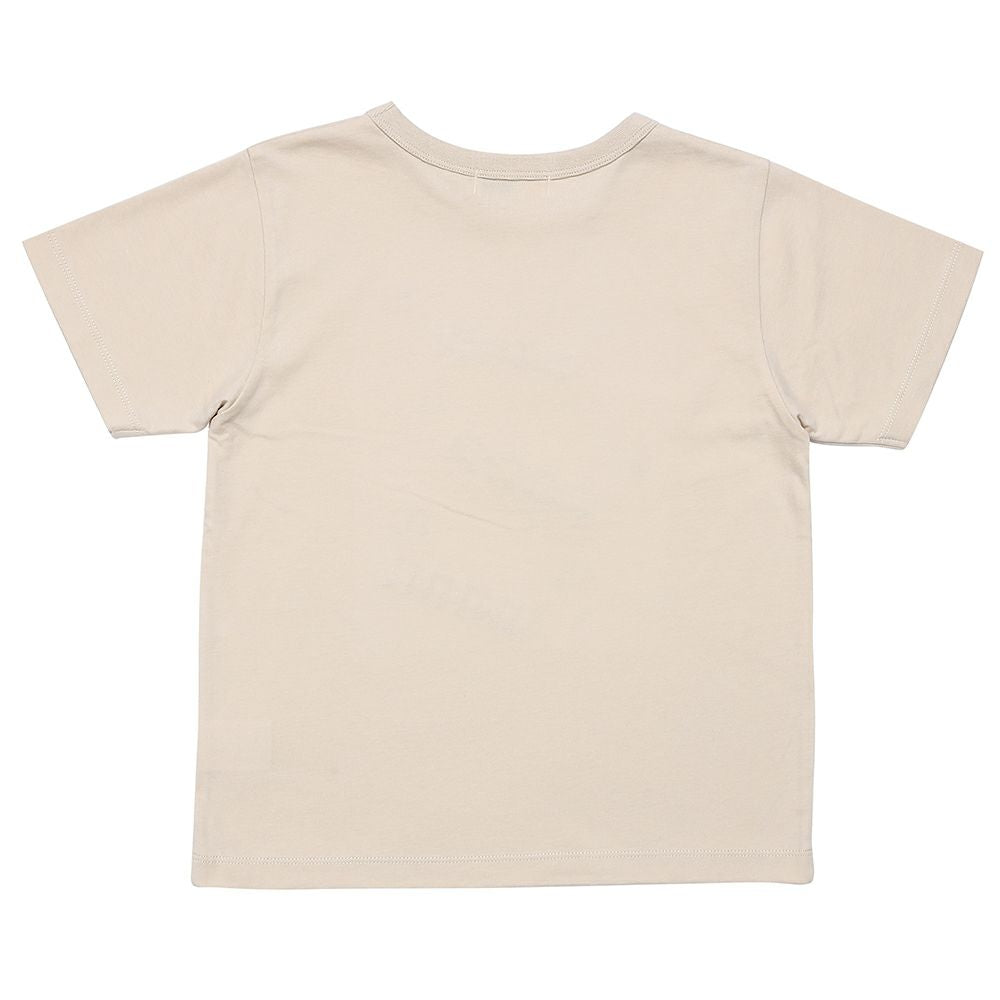 綿100％ 電車 ロゴ 刺繍 Tシャツ Beige back