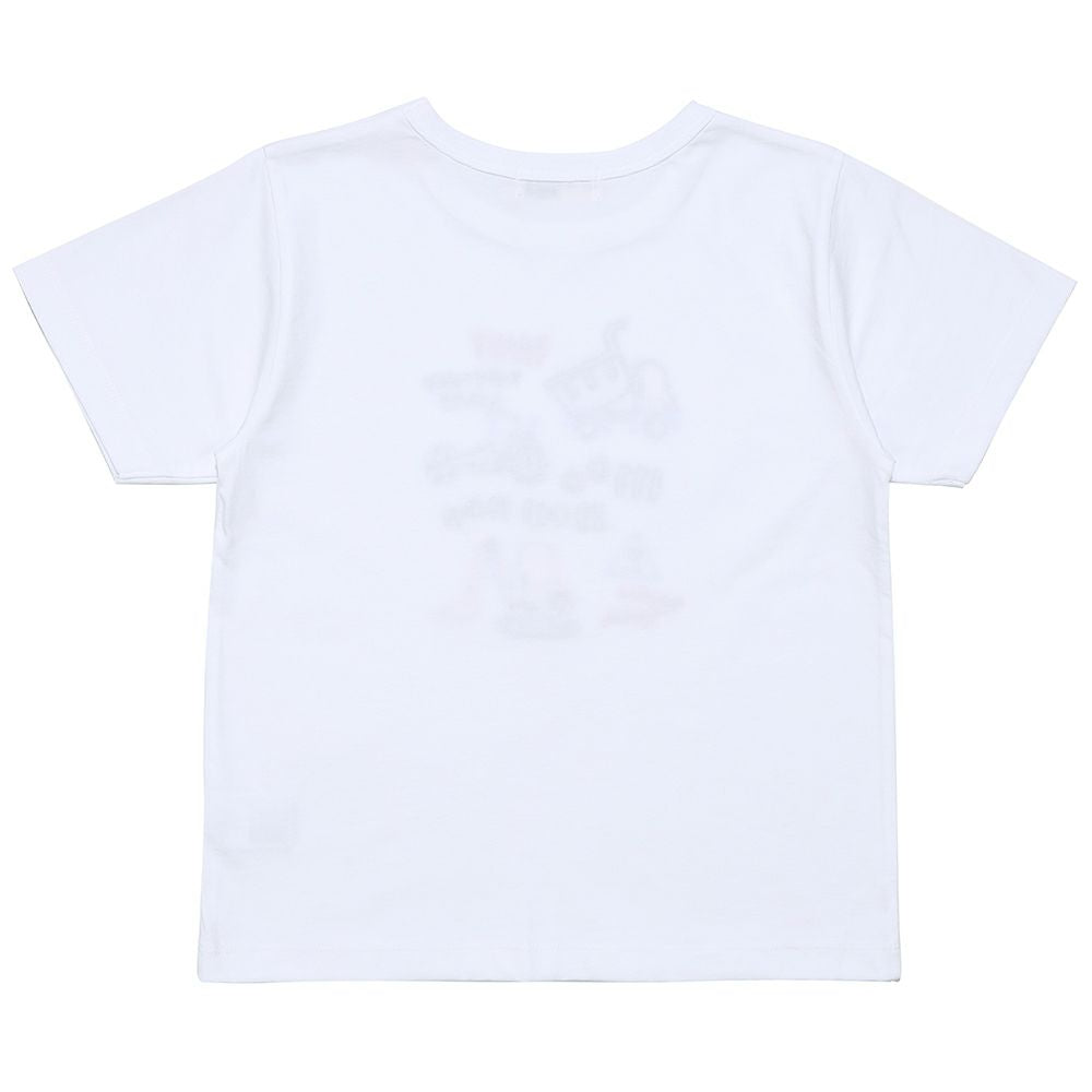 綿100％ はたらく車 ワッペン ロゴ 刺繍 Tシャツ Off White back