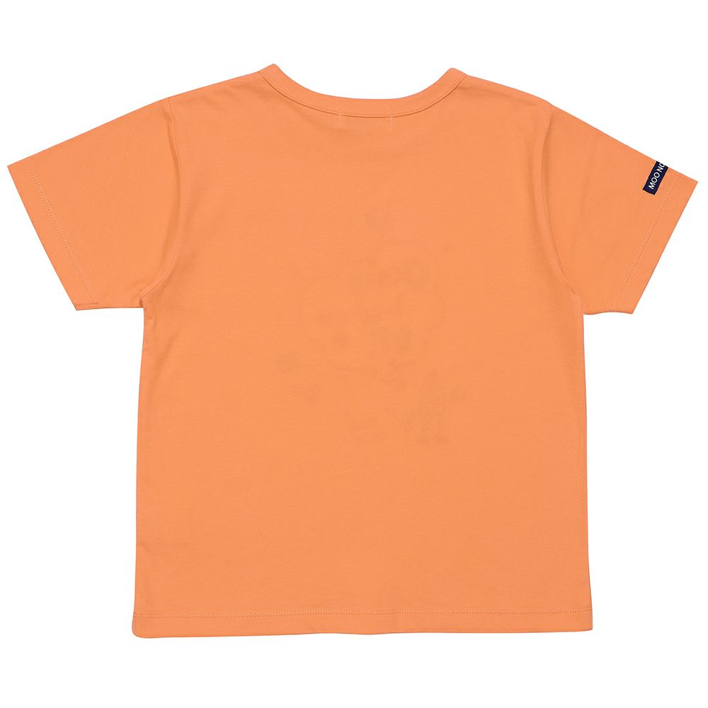 綿100％ ロボット ロゴ 刺繍 ポケット付き　Tシャツ Orange back