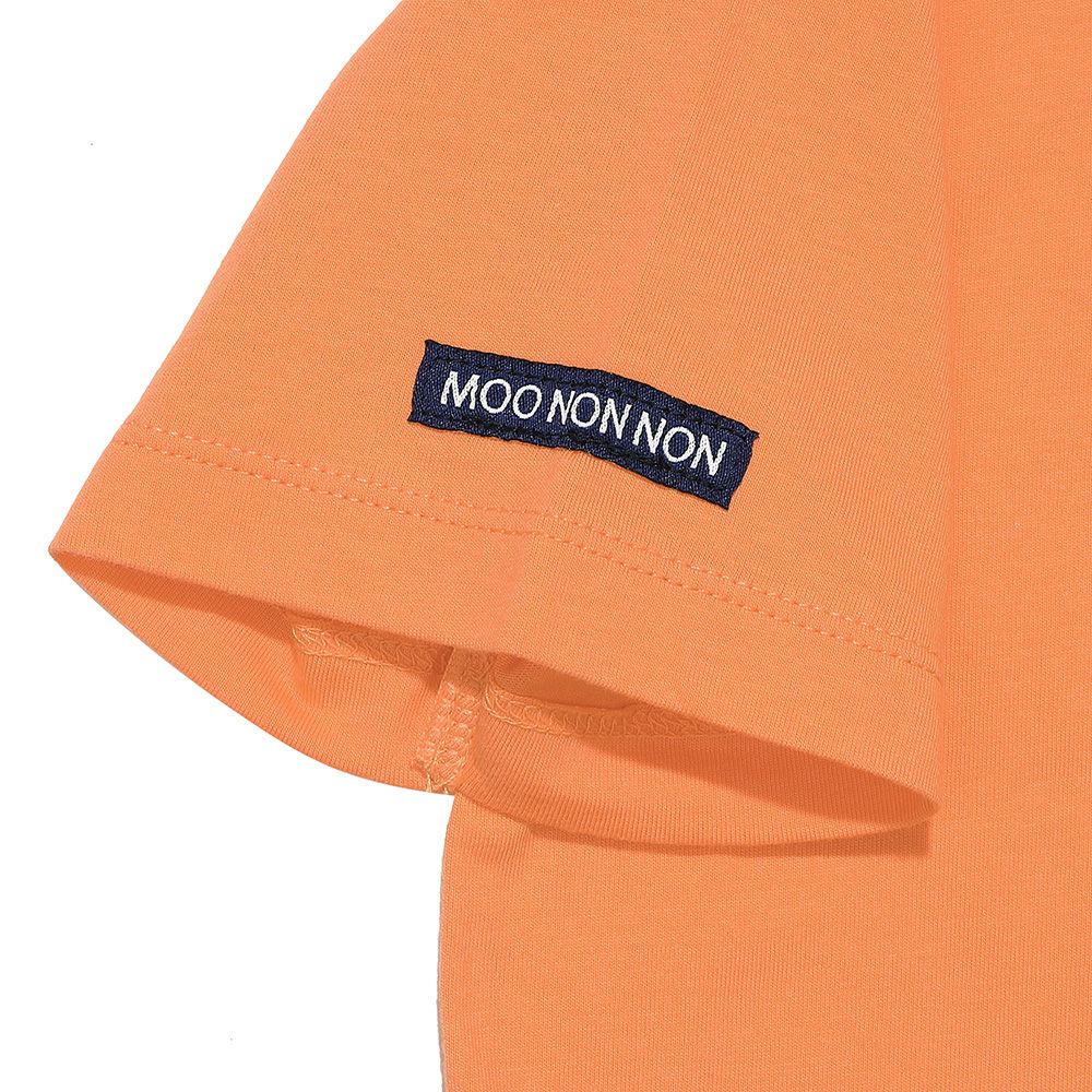 綿100％ ロボット ロゴ 刺繍 ポケット付き　Tシャツ Orange Design point 2