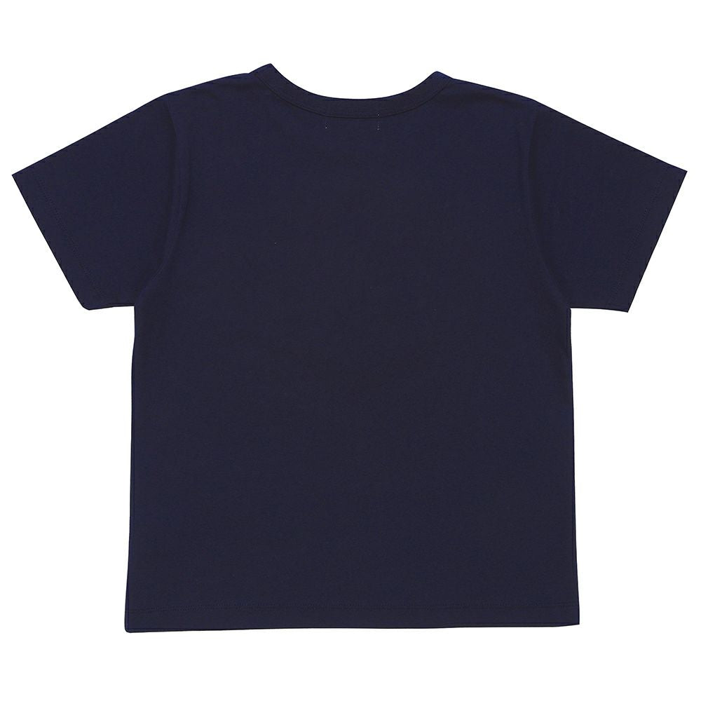 綿100％ スペースシャトル ワッペン 恐竜刺繍 Tシャツ Navy back